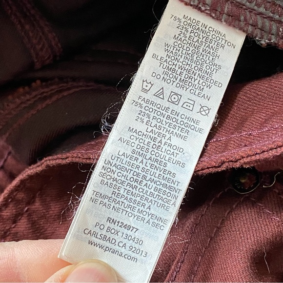 PRANA Men’s slim-fit jean-style pants trousers 36/32, beautiful burgundy maroon - Picture 8 of 10